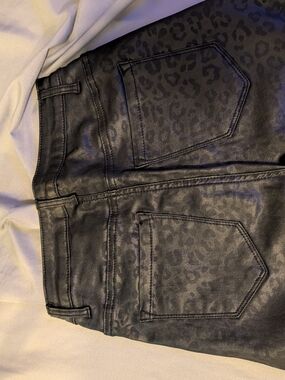 Faux Leather Leopard Print High-Waist Panes